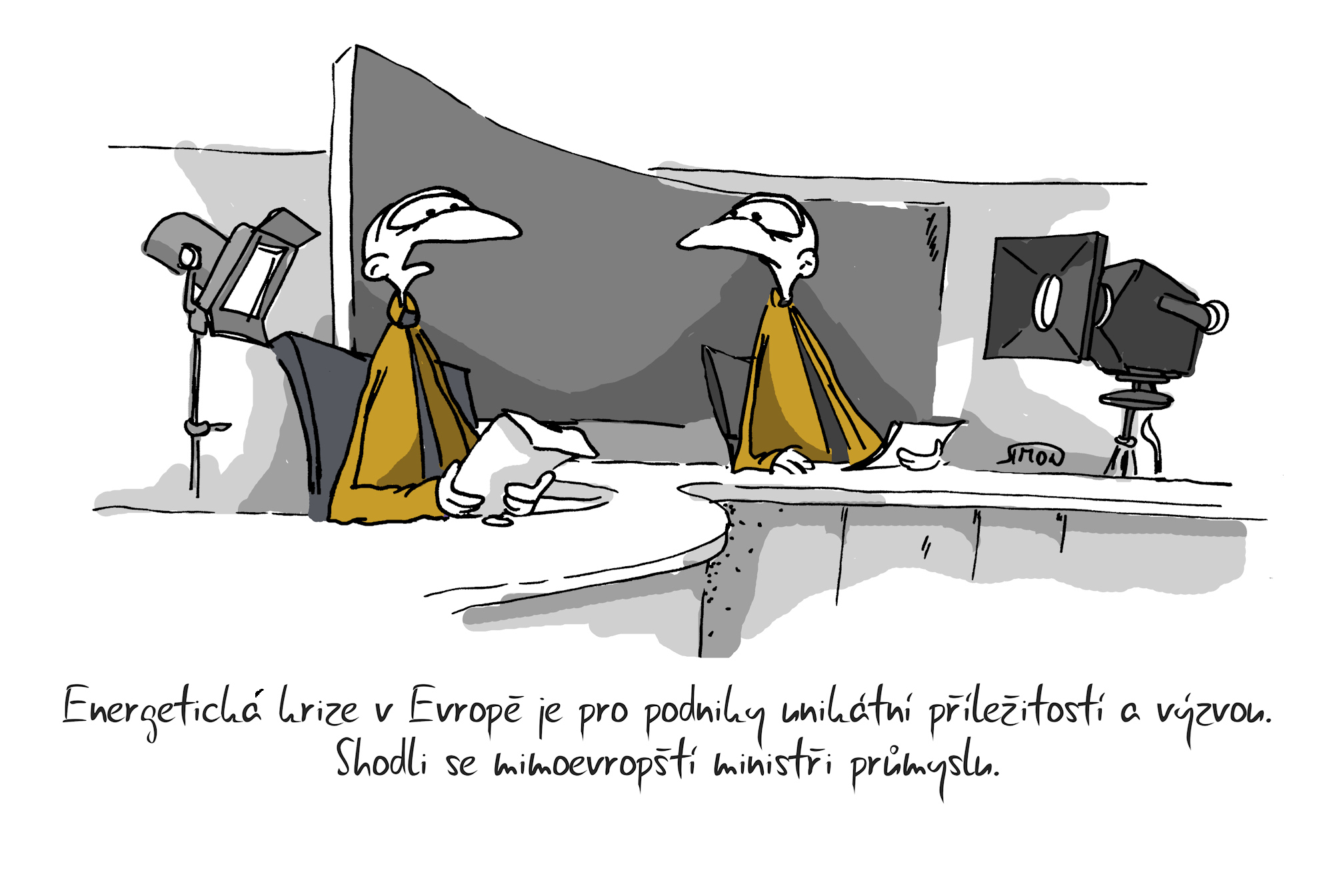 Kreslený vtip: Energetická krize v Evropě je pro podniky unikátní příležitostí a výzvou.