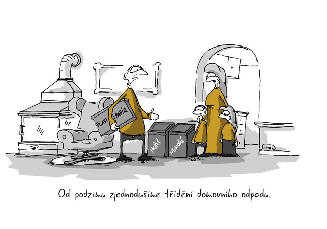 Kreslený vtip: Od podzimu zjednodušíme třídění domovního odpadu