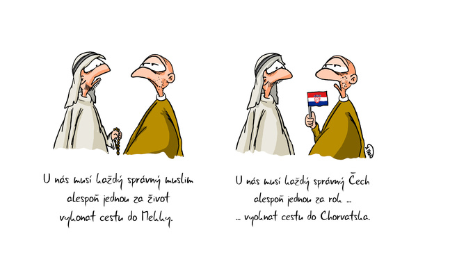 Kreslený vtip: Cesta do Chorvatska