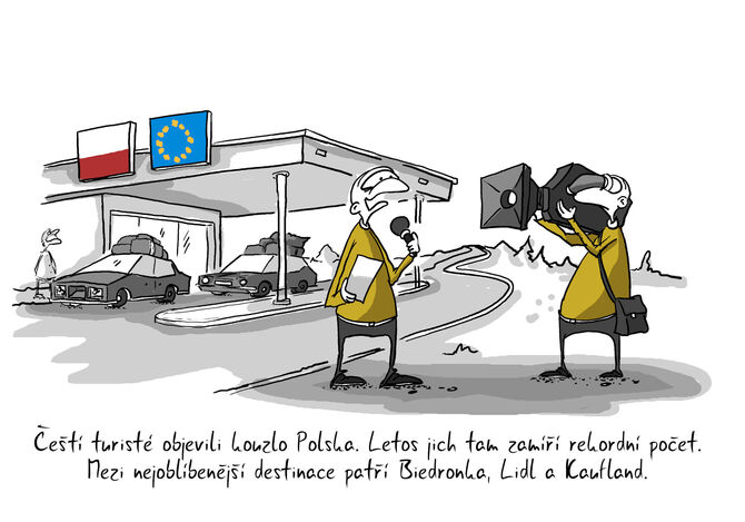 Kreslený vtip: Kouzlo Polska jako nejoblíbenější destince českých turistů