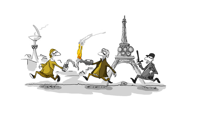 Kreslený vtip: Netradiční zahájení olympijských her