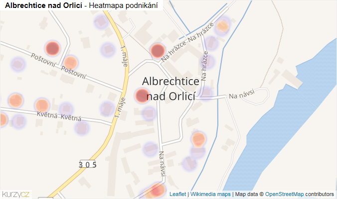 Mapa Albrechtice nad Orlicí - Firmy v části obce.