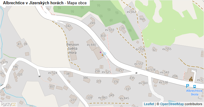 Albrechtice v Jizerských horách - mapa obce