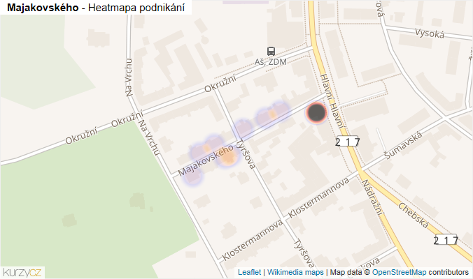 Mapa Majakovského - Firmy v ulici.