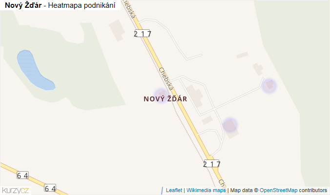 Mapa Nový Žďár - Firmy v části obce.