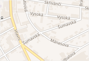 Šumavská v obci Aš - mapa ulice