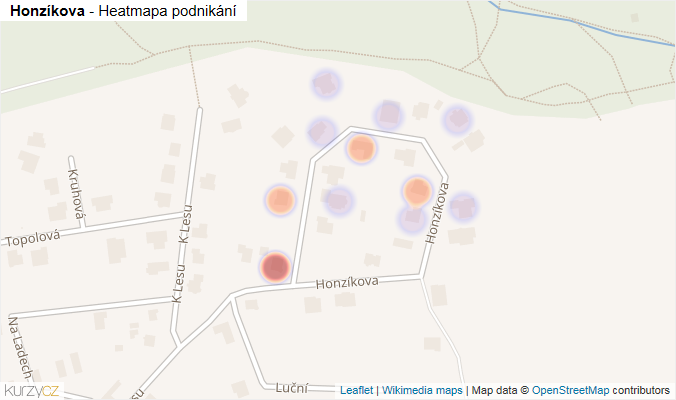 Mapa Honzíkova - Firmy v ulici.