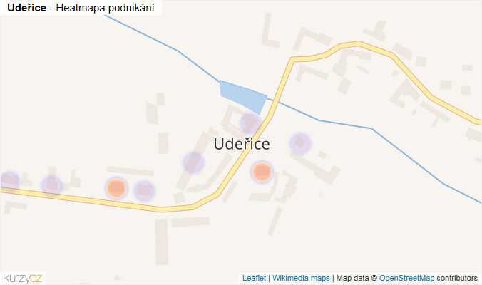 Mapa Udeřice - Firmy v části obce.