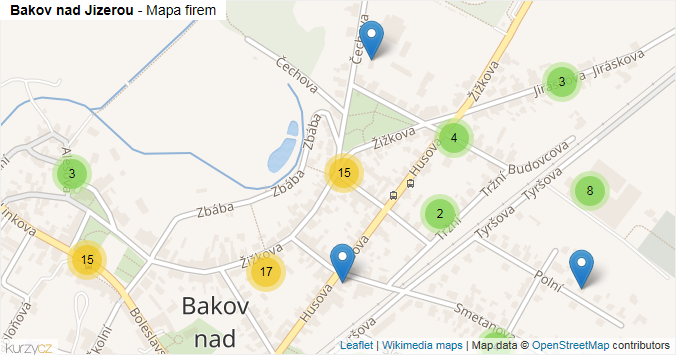Mapa Bakov nad Jizerou - Firmy v obci.