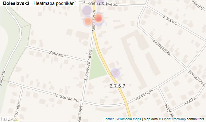 Mapa Boleslavská - Firmy v ulici.