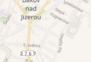 Dvořákova v obci Bakov nad Jizerou - mapa ulice