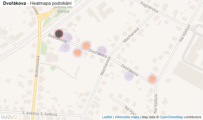 Mapa Dvořákova - Firmy v ulici.