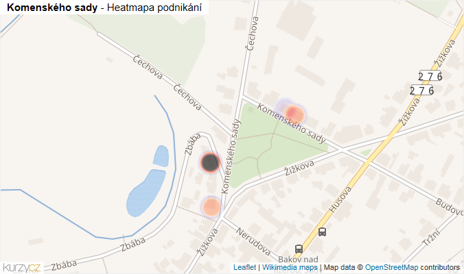 Mapa Komenského sady - Firmy v ulici.