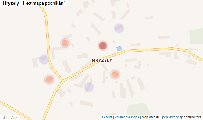 Mapa Hryzely - Firmy v části obce.
