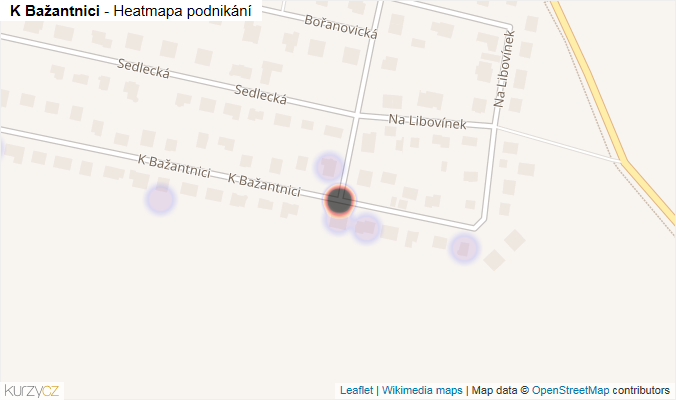Mapa K Bažantnici - Firmy v ulici.