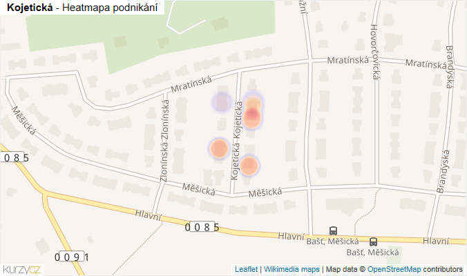 Mapa Kojetická - Firmy v ulici.