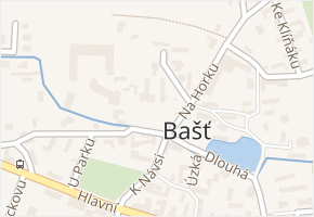 Náves v obci Bašť - mapa ulice