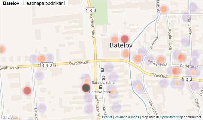Mapa Batelov - Firmy v části obce.