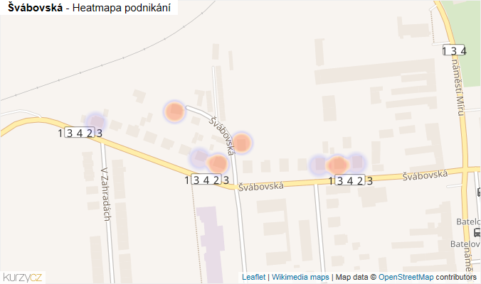Mapa Švábovská - Firmy v ulici.