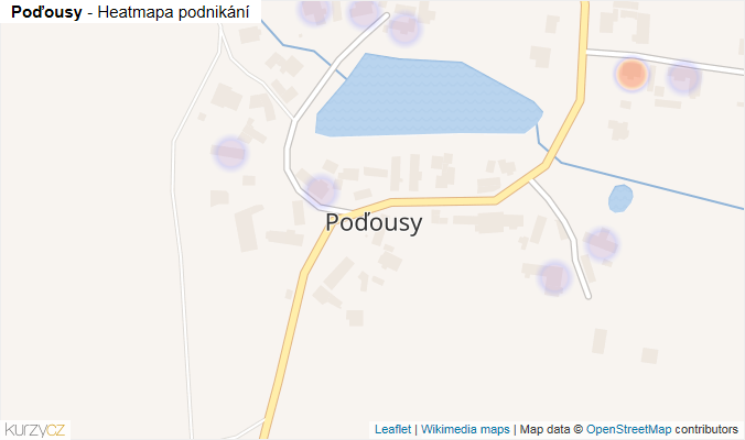 Mapa Poďousy - Firmy v části obce.