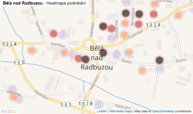 Mapa Bělá nad Radbuzou - Firmy v části obce.
