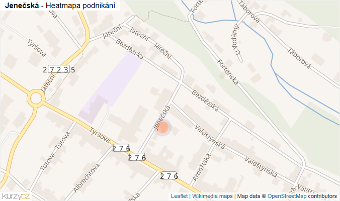 Mapa Jenečská - Firmy v ulici.