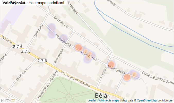 Mapa Valdštýnská - Firmy v ulici.