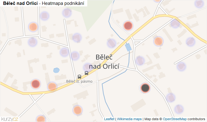Mapa Běleč nad Orlicí - Firmy v části obce.