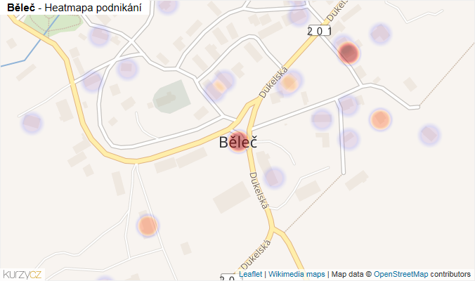 Mapa Běleč - Firmy v části obce.