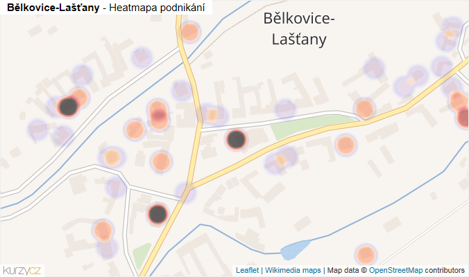 Mapa Bělkovice-Lašťany - Firmy v části obce.