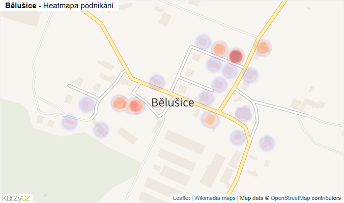 Mapa Bělušice - Firmy v části obce.