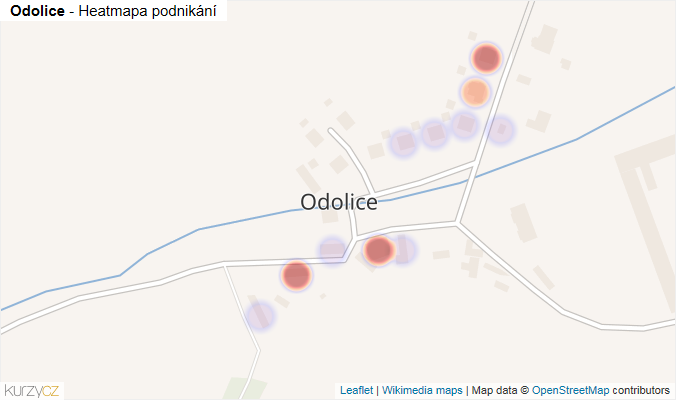 Mapa Odolice - Firmy v části obce.
