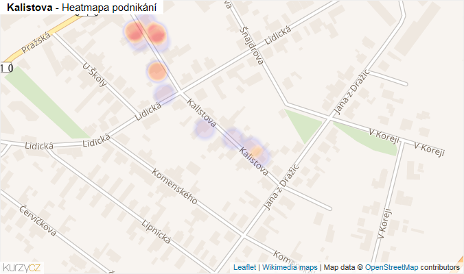 Mapa Kalistova - Firmy v ulici.