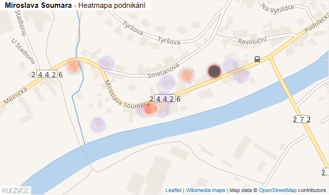 Mapa Miroslava Soumara - Firmy v ulici.