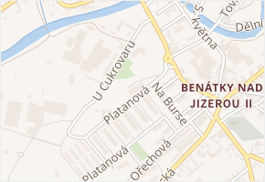 Platanová v obci Benátky nad Jizerou - mapa ulice