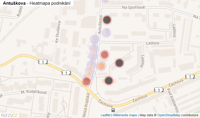 Mapa Antuškova - Firmy v ulici.