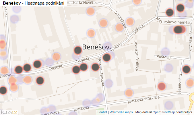 Mapa Benešov - Firmy v části obce.