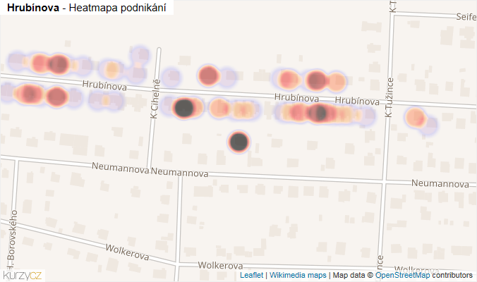 Mapa Hrubínova - Firmy v ulici.