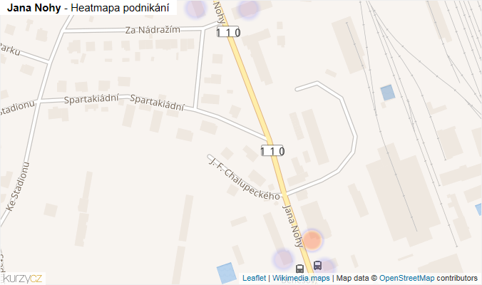 Mapa Jana Nohy - Firmy v ulici.