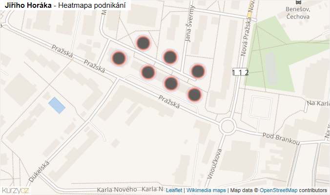 Mapa Jiřího Horáka - Firmy v ulici.