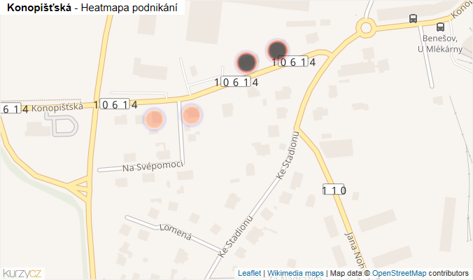 Mapa Konopišťská - Firmy v ulici.