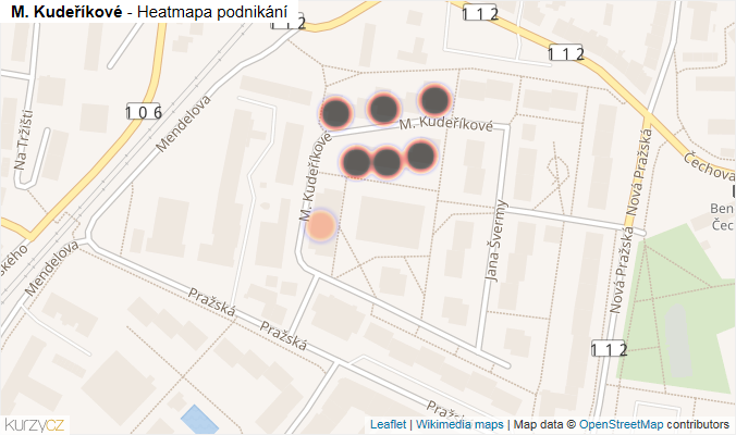 Mapa M. Kudeříkové - Firmy v ulici.