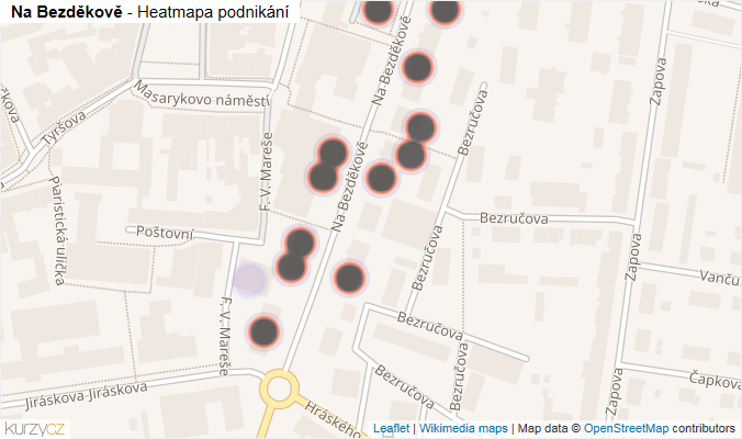 Mapa Na Bezděkově - Firmy v ulici.