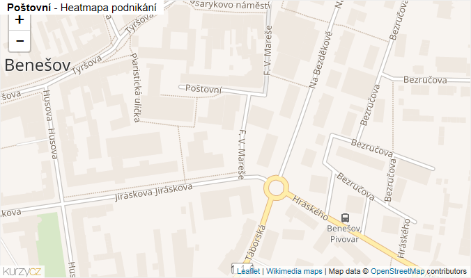 Mapa Poštovní - Firmy v ulici.