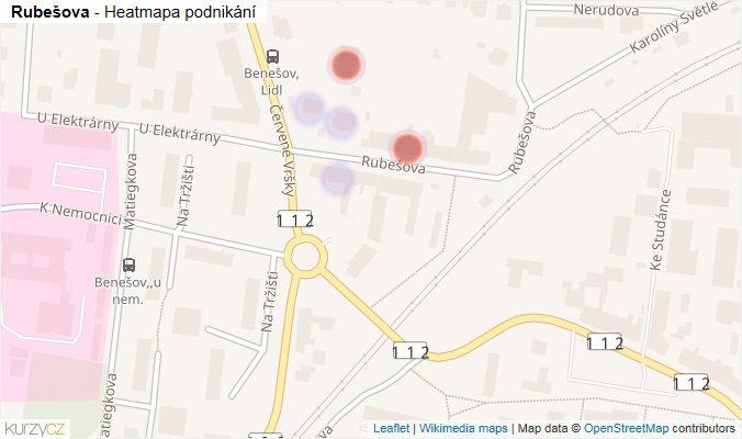 Mapa Rubešova - Firmy v ulici.