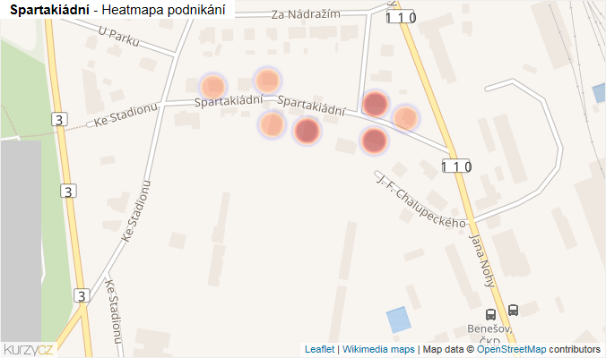 Mapa Spartakiádní - Firmy v ulici.