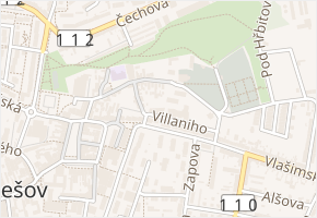 Villaniho v obci Benešov - mapa ulice