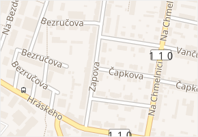 Zapova v obci Benešov - mapa ulice