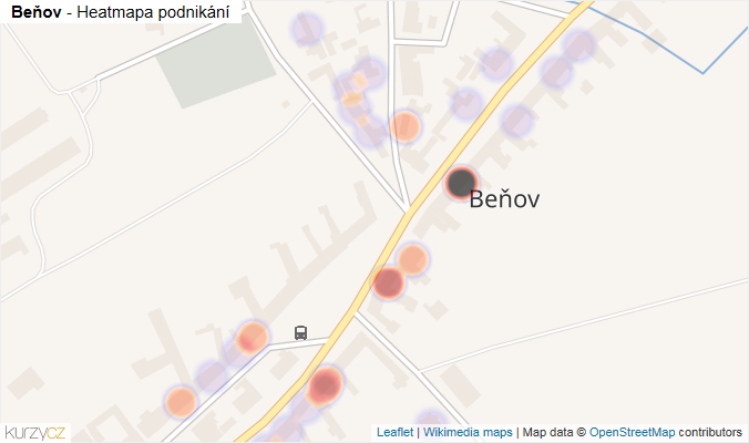 Mapa Beňov - Firmy v části obce.