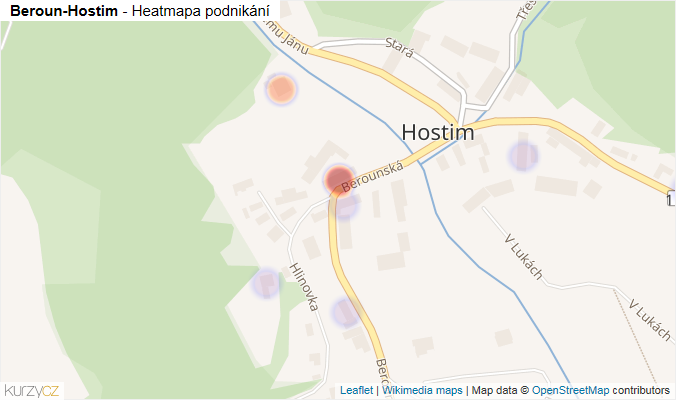 Mapa Beroun-Hostim - Firmy v části obce.